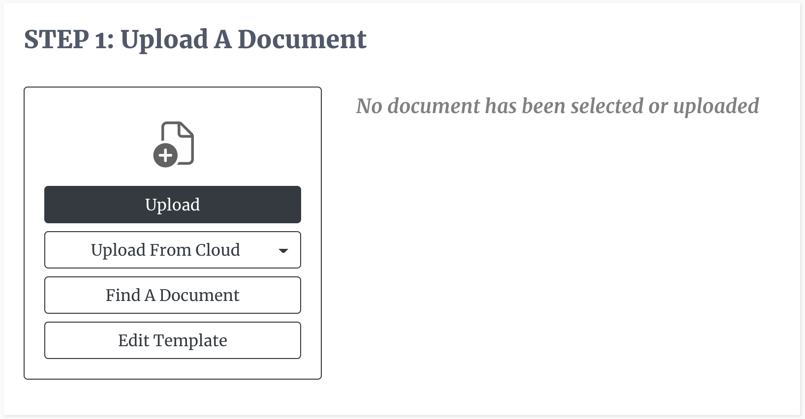 Upload Document For Template